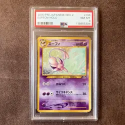 2000 Pokemon P.M. Japanese Neo 2 ESPEON Holo Foil Card #196 PSA 8 NM-MT - Image 1