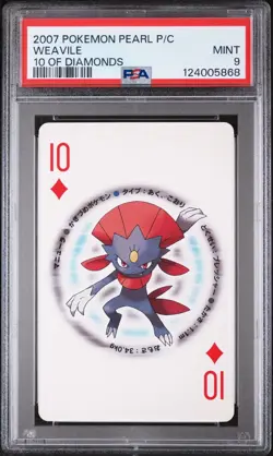 2007 POKEMON PEARL VERSION PLAYING CARDS 10 OF DIAMONDS WEAVILE PSA 9 - Image 1