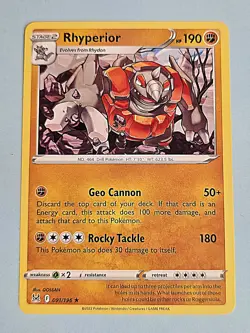 2022 Rhyperior 91/196 - Rare - Lost Origin - NM/MINT Pokemon TCG - Image 2