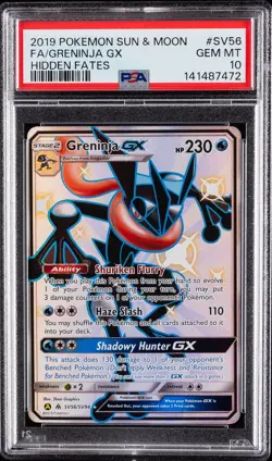 2019 POKEMON SUN & MOON HIDDEN FATES #SV56 FULL ART/GRENINJA GX PSA 10 - Image 1