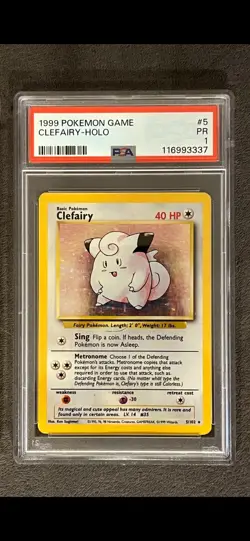 Pokemon Base Set Clefairy Holo #5, PSA 1 - Image 1
