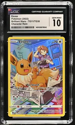 Eevee TG11/TG30 Brilliant Stars Pokemon CGC Gem 10 - Image 1