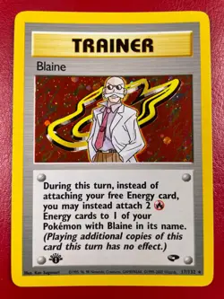Blaine 17/132 Gym Challenge Holo First Edition Pokemon Trainer Card - Image 1