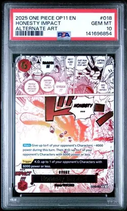 2025 ONE PIECE OP11-A FIST OF DIVINE SPEED ALTERNATE ART HONESTY IMPACT PSA 10 - Image 1