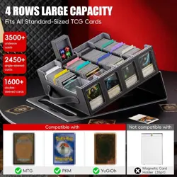 Trading Card Storage Box 3500+, Magnetic MTG Deck Case, Black/Grey - Image 3