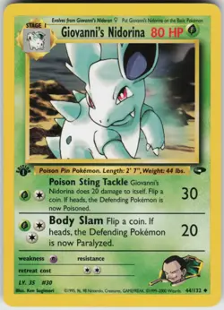 Pokemon TCG Giovanni's Nidorina 044/132 Gym Challenge Uncommon card 1st Edition - Image 1