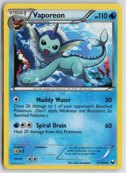 Pokemon Vaporeon 25/108 Dark Explorers LP card Normal - Image 1