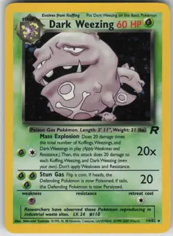 Pokemon TCG Dark Weezing (14) 14/82 Team Rocket Holo Rare card Holofoil LP - Image 1