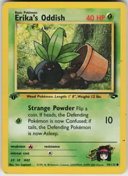 Pokemon TCG Erika's Oddish 070/132 Gym Challenge Common card 1st Edition LP - Image 1