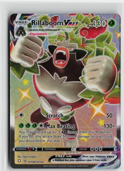 Pokemon Rillaboom VMAX SV106/SV122 Shining Fates: Shiny Vault Shiny Holo Rare ca - Image 1