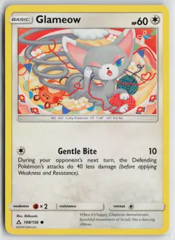 Pokemon Glameow 108/156 SM - Ultra Prism Normal card - Image 1