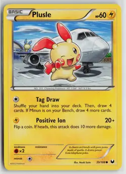 Pokemon Plusle 39/108 Dark Explorers LP card Normal - Image 1
