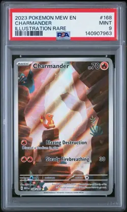 2023 POKEMON MEW EN-151 ILLUSTRATION RARE #168 CHARMANDER PSA 9 - Image 1
