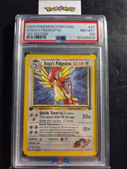 First Edition 2000 Pokemon Gym Challenge 27/132 Koga's Pidgeotto PSA NM-MT+ 8.5 - Image 1