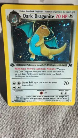 Pokemon Dark Dragonite Team Rocket Card 5/82 2000 English 1st Edition HOLO - Image 1