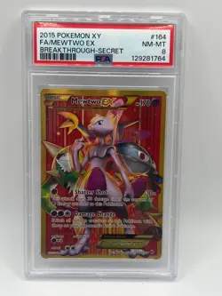 PSA 8 2015 Pokemon XY Breakthrough Mewtwo EX Full Art Secret Rare 164/162 - Image 1