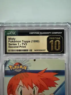 1999 Topps Pokemon Series 1 Misty TV3 CGC Pristine 10 - Image 2