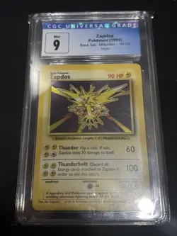 1999 Pokemon Base Set Holo #16/102 Zapdos CGC 9 Blue Label - Image 1