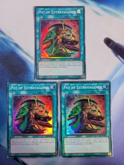 YuGiOh! Pot of Extravagance RA01-EN059 Super Rare x 3 PLAYSET 1st Ed - Image 1