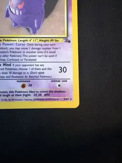 Gengar Fossil 5/62 Holo Rare Unlimited 1999 TCG Card Stock WOTC Pokemon - Image 4