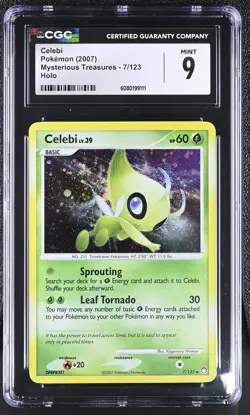 CGC 9 MINT Celebi 2007 Mysterious Treasures 7/123 Holo Pokemon Card - Image 1