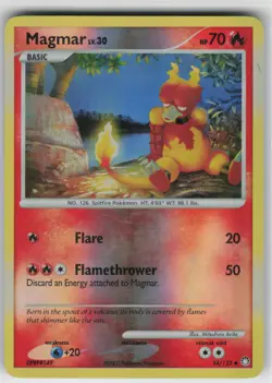 Pokemon TCG Magmar 54/123 Mysterious Treasures Uncommon card Reverse Holo LP - Image 1