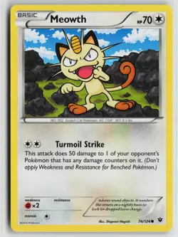 Pokemon Meowth 74/124 XY - Fates Collide Normal card - Image 1
