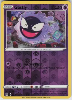 Pokemon Gastly 064/196 SWSH11: Lost Origin Reverse Holo card - Image 1