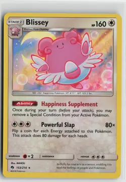 Pokemon Blissey 153/214 SM - Lost Thunder holo card Near Mint - Image 1