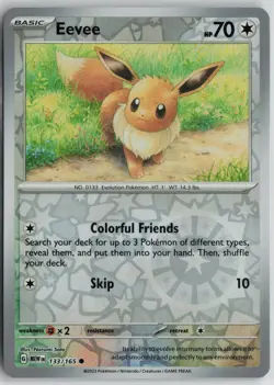 Eevee 133/165 Reverse Holo Near Mint SV: Scarlet & Violet 151 Pokemon card - Image 1