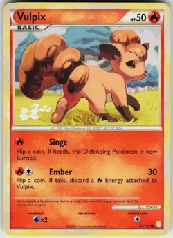 Pokemon Vulpix 87/123 HeartGold SoulSilver Common card - Image 1