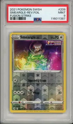 2021 Pokemon SWSH Fusion Strike Smeargle Reverse Foil #209 PSA 9 - Image 1