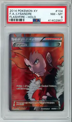 2014 POKEMON FLASHFIRE LYSANDRE #104 FULL ART HOLO TRAINER PSA 8 NM #41402967 - Image 1