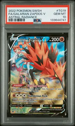 2022 Pokemon #TG19 Galarian Zapdos V Astral Radiance PSA 10 - Image 1