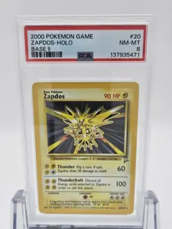 2000 POKEMON GAME BASE II #20 ZAPDOS-HOLO BASE II PSA 8 - Image 1