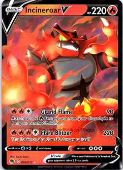 Pokemon TCG Champion's Path Incineroar V Ultra Rare Holofoil 08/73 NM - Image 1