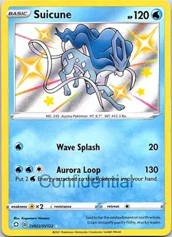Pokemon TCG Shining Fates: Shiny Vault Suicune Shiny Holo Rare SV022/SV122 NM - Image 1