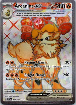 Pokemon TCG SV01: Scarlet & Violet Base Set Arcanine ex Ultra Rare 224/198 NM - Image 1