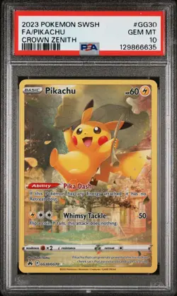 2023 POKEMON SWORD & SHIELD CROWN ZENITH GG30 PIKACHU PSA 10 GEM MINT - Image 1