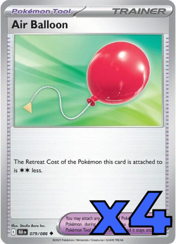 4x Air Balloon 079/086 Sv: Black Bolt PLAYSET x4 - Pokemon TCG - NM - Image 1