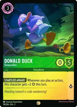 Disney Lorcana DONALD DUCK Sleepwalker 78/204 Cold Foil Rise of the Floodborn - Image 1