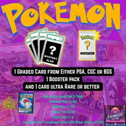 Pokemon Mystery Slab Packs PSA, CGC Or BGS Graded Card +1 Booster Pack & 1 Card - Image 1