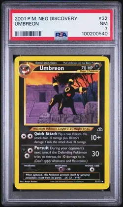 2001 Pokemon Neo Discovery Umbreon 32/75 PSA 7 NM Regular - Image 1