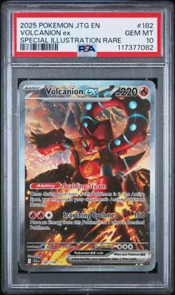 2025 Pokemon JTG EN Volcanion ex 182/159 Special Illustration Rare PSA 10 - Image 1