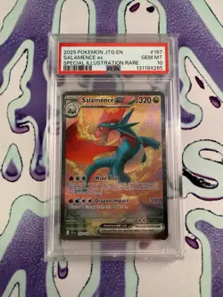 2025 POKEMON JOURNEY TOGETHER SPECIAL ILLUSTRATION RARE #187 SALAMENCE EX PSA 10 - Image 1