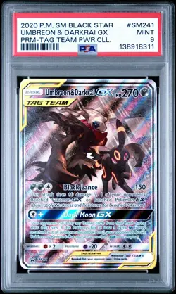 2020 Pokemon Sun & Moon Black Star Promo Umbreon & Darkrai GX SM241 PSA 9 - Image 1
