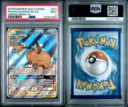 Pokemon PSA 9 Raichu & Alolan Raichu GX 221/236 Unified Minds Full Art MINT - Image 3