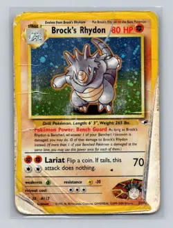 Pokemon TCG Brock's Rhydon Gym Heroes 2/132 Holo Unlimited Rare - Image 1