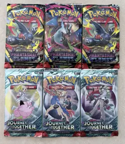 POKEMON SCARLET VIOLET JOURNEY TOGETHER MEGA EVOLUTION PHANTASMAL FLAMES 6 Packs - Image 1