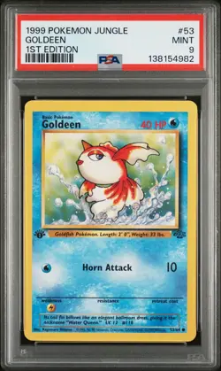 1999 Pokemon Jungle 1st Edition Goldeen 53 FRESHLY GRADED PSA 9 MINT - Image 1
